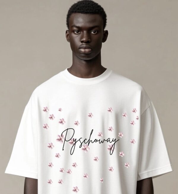 Unisex Oversized: Cherry blossom pyschoway tshirt - Image 2